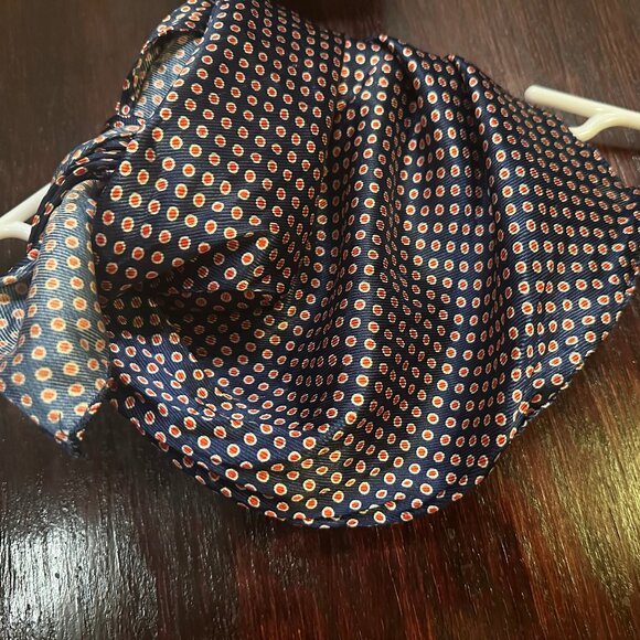 Square, Light, Blue, Thin & Shiny Scarf w Red Dots. Headscarf, Neck or Bandana - Picture 2 of 3